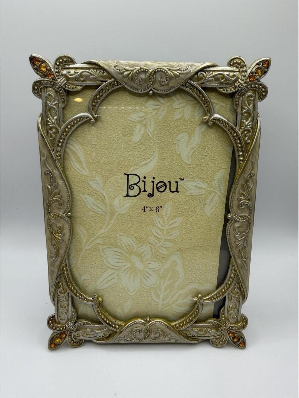 Bijou Enable and Jeweled Frame Gold Tone 4X6 Photo Frame